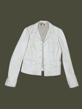 Nigel Preston & Knight Cream Lambskin Leather Vintage 90s Jacket XS